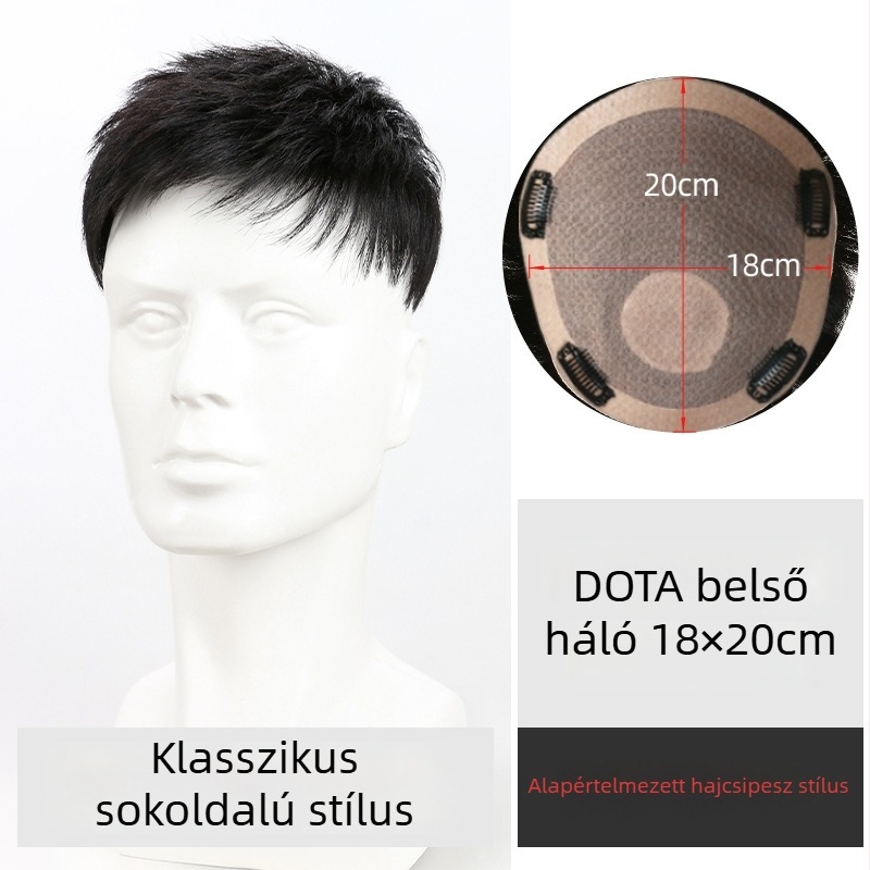Férfi paróka, valódi emberi haj, festhető, új fejlesztésű modell.