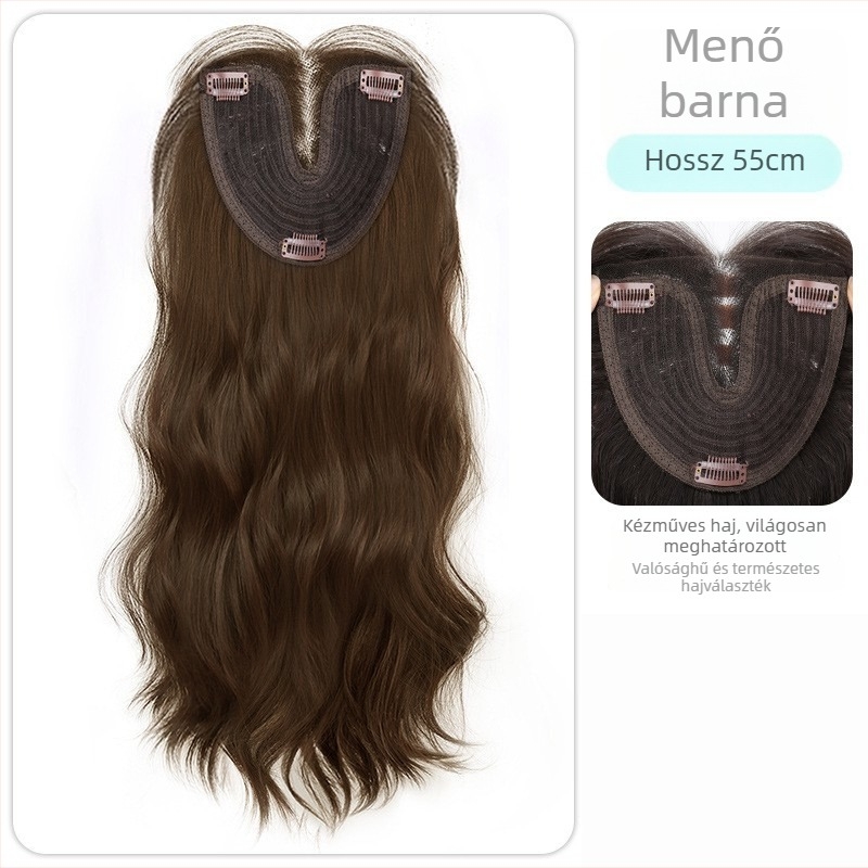 Női hosszú hajú paróka, kézzel font csipés alap, láthatatlan darab, félkész, haj protéin selyem/flange selyem, természetes stílus, hosszú egyenes haj frufival