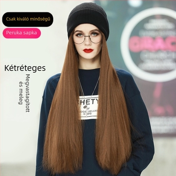 Integrált parókás sapka nőknek, hosszú egyenes haj, teljes fejfedés, Modell 966, természetes és egyszerű stílus