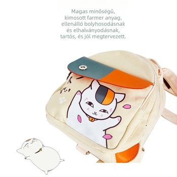 Anime mintás hátizsák vászon anyagból, kapacitás 20 liter alatt, illeszkedik 8 hüvelykes laptophoz, légpárnás vállpántok