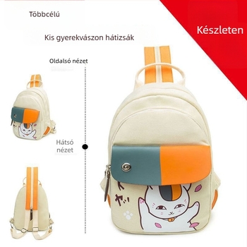 Anime mintás hátizsák vászon anyagból, kapacitás 20 liter alatt, illeszkedik 8 hüvelykes laptophoz, légpárnás vállpántok