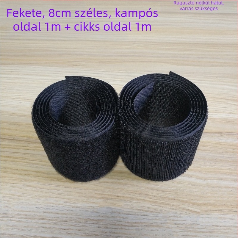 Velcro szalag varráshoz ruhákhoz, lábbelikhez és sapkákhoz; 50% nylon + 50% poliészter.