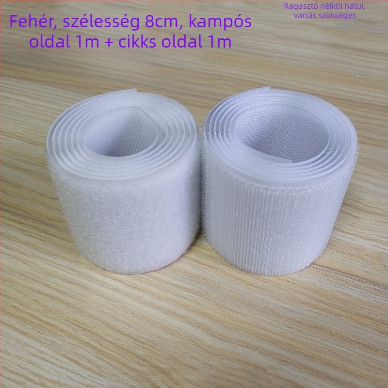 Velcro szalag varráshoz ruhákhoz, lábbelikhez és sapkákhoz; 50% nylon + 50% poliészter.