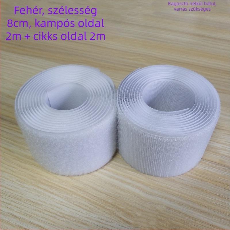 Velcro szalag varráshoz ruhákhoz, lábbelikhez és sapkákhoz; 50% nylon + 50% poliészter.