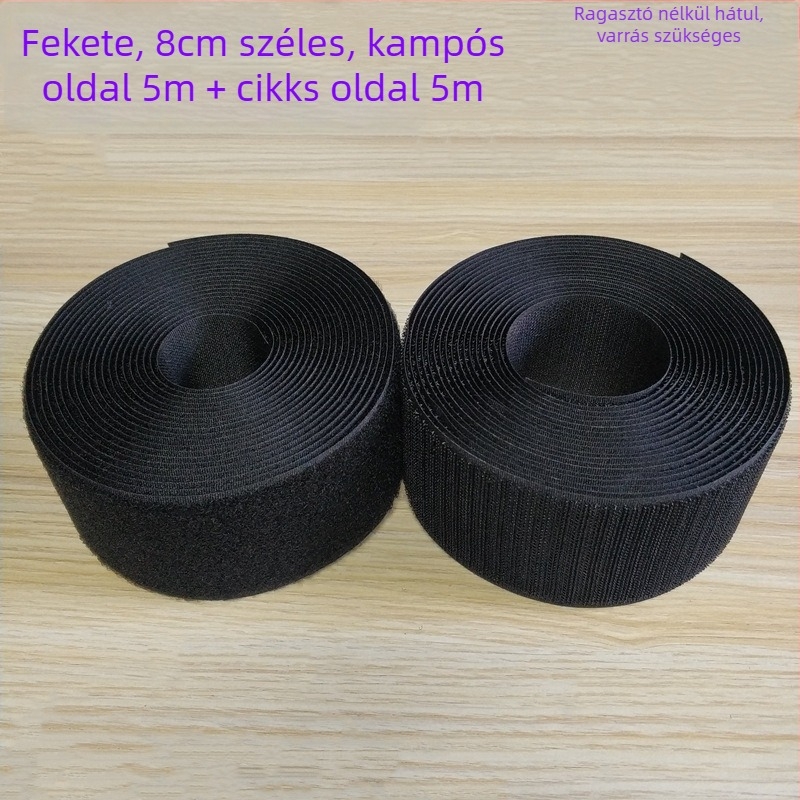 Velcro szalag varráshoz ruhákhoz, lábbelikhez és sapkákhoz; 50% nylon + 50% poliészter.