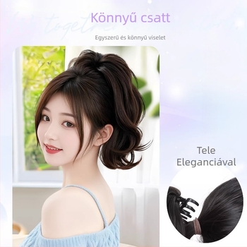 Sellőhaj göndör copf paróka clip-in, hőálló szintetikus haj, nem színezhető, modell Curly Ponytail, eredet Henan
