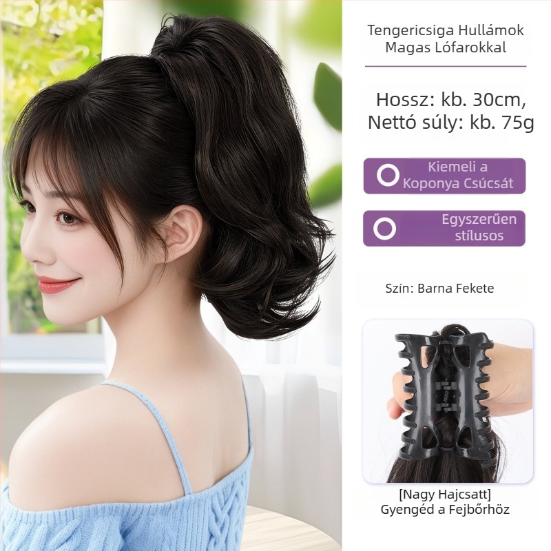 Sellőhaj göndör copf paróka clip-in, hőálló szintetikus haj, nem színezhető, modell Curly Ponytail, eredet Henan