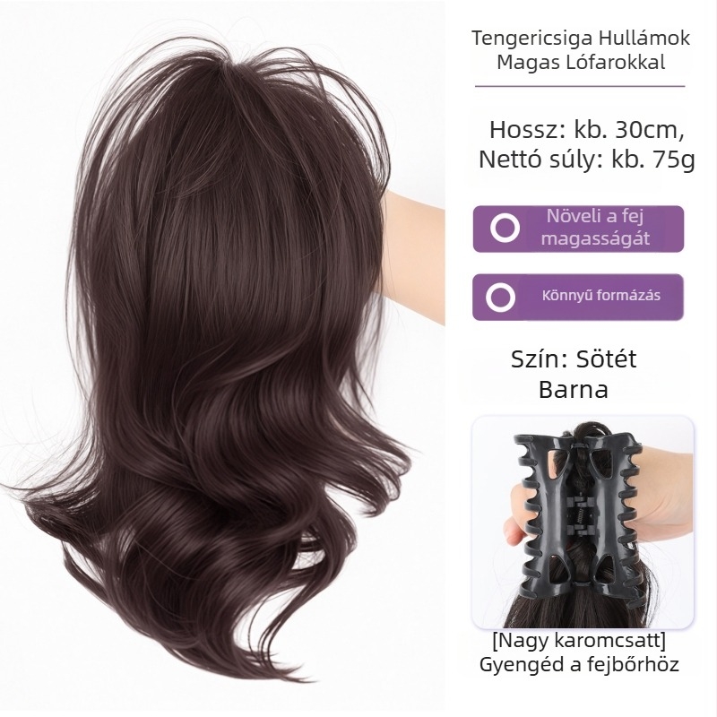 Sellőhaj göndör copf paróka clip-in, hőálló szintetikus haj, nem színezhető, modell Curly Ponytail, eredet Henan