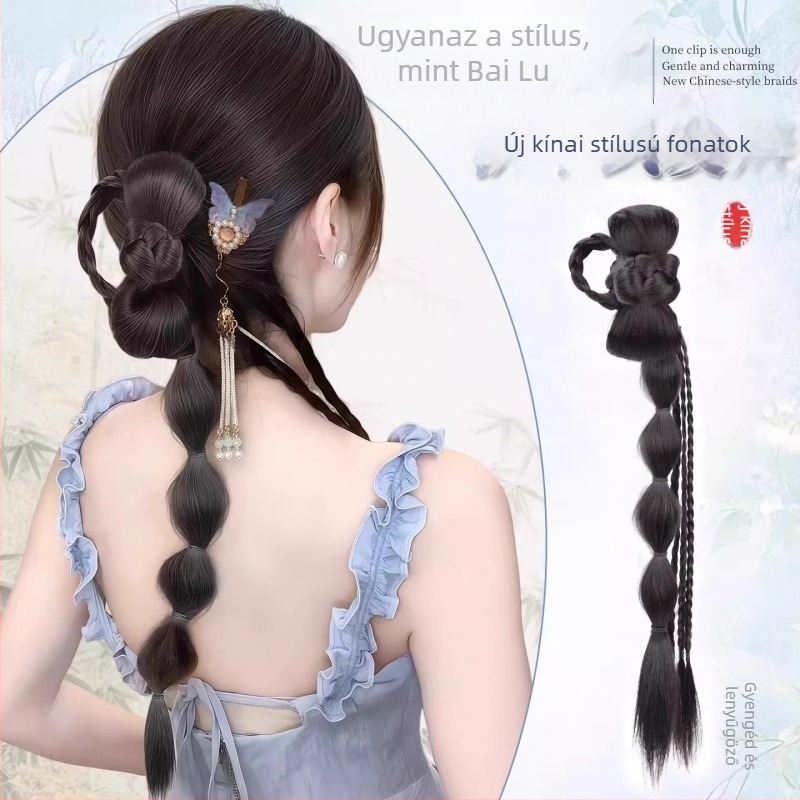 Női paróka farkával, hőálló szintetikus szálak, modell py, mechanizmusos gyártás, márka Huan ying