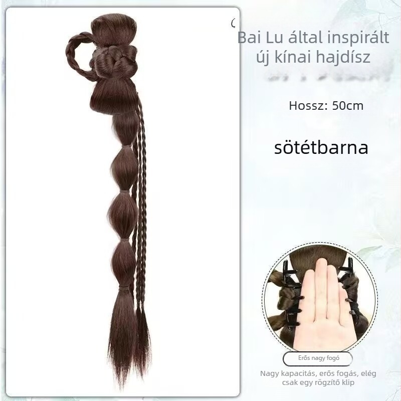 Női paróka farkával, hőálló szintetikus szálak, modell py, mechanizmusos gyártás, márka Huan ying