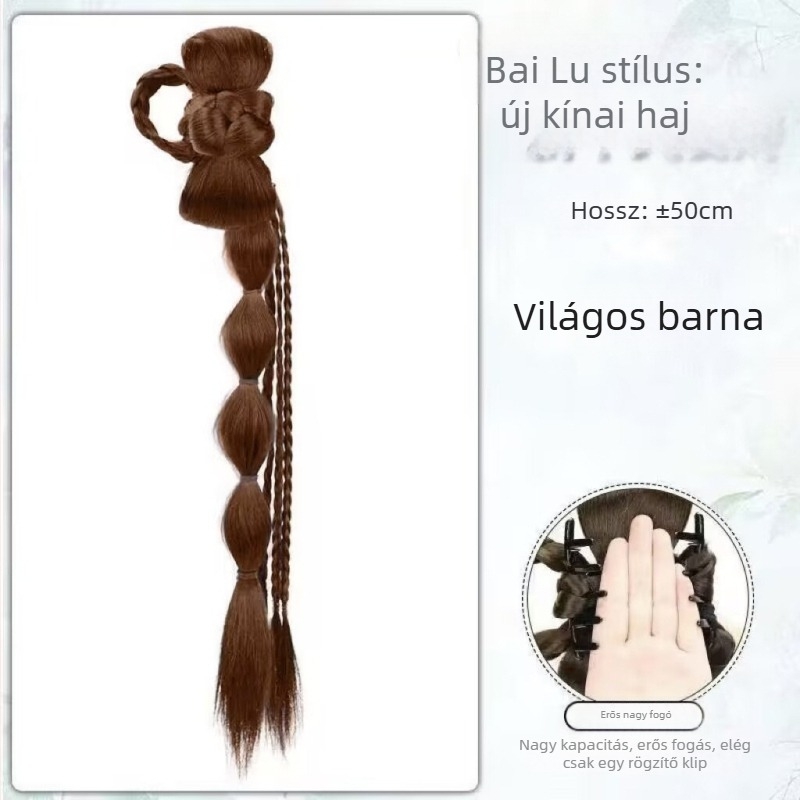 Női paróka farkával, hőálló szintetikus szálak, modell py, mechanizmusos gyártás, márka Huan ying