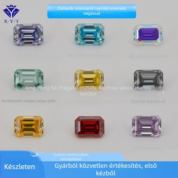Xing Yong Tai Moissanit smaragdvágású téglalap alakú szabad drágakő, VVS tisztaság, polírozott felület, mesterséges ásvány