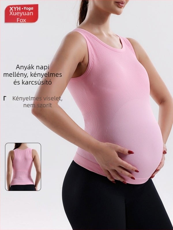 Jóga felső terhes nőknek csészékkel és spirálpántokkal, magas rugalmasság, merevítő nélkül, nedvesség-elvezető anyag, 90% nylon / 10% spandex, beépített melltartó párnával, modell 2025, nőknek