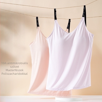 Szoptatós top beépített melltartóval, bőrbarát cellulóz rostból, 80–90% tartalom, kerek nyakú, közepes vastagság, egész éves viseletre