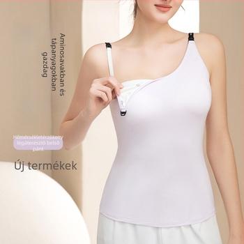 Szoptatós top beépített melltartóval, bőrbarát cellulóz rostból, 80–90% tartalom, kerek nyakú, közepes vastagság, egész éves viseletre