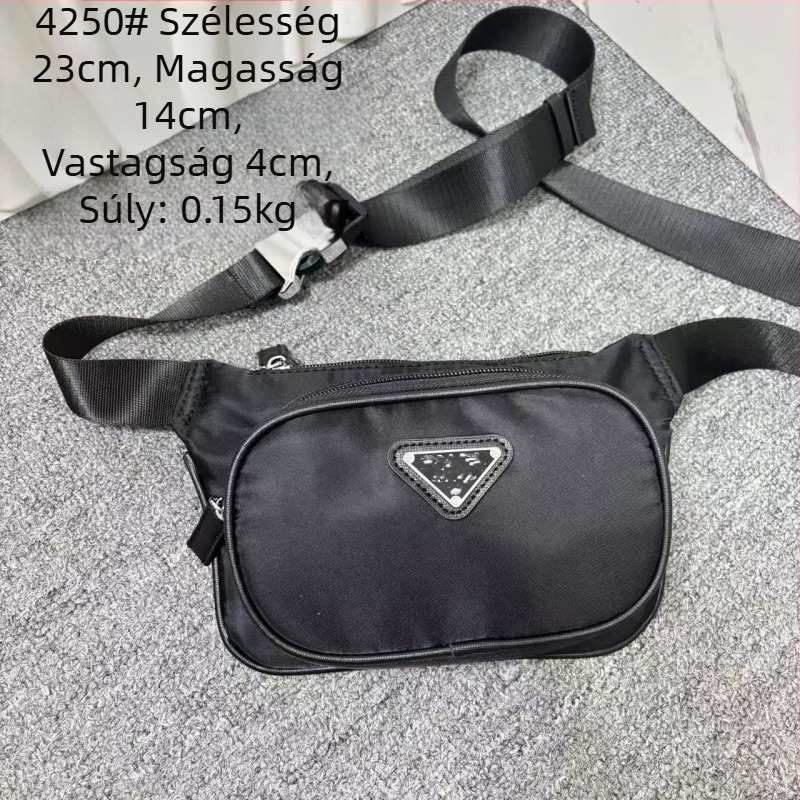 Uniszex nylon kereszt- és deréktáska cipzárral, poliészter bélés, városi minimalist stílus, nyár 2025