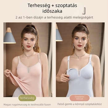 Meleg szoptatós felső őszi–téli szezonra fleece béléssel és párnázott kosarakkal, kismamáknak