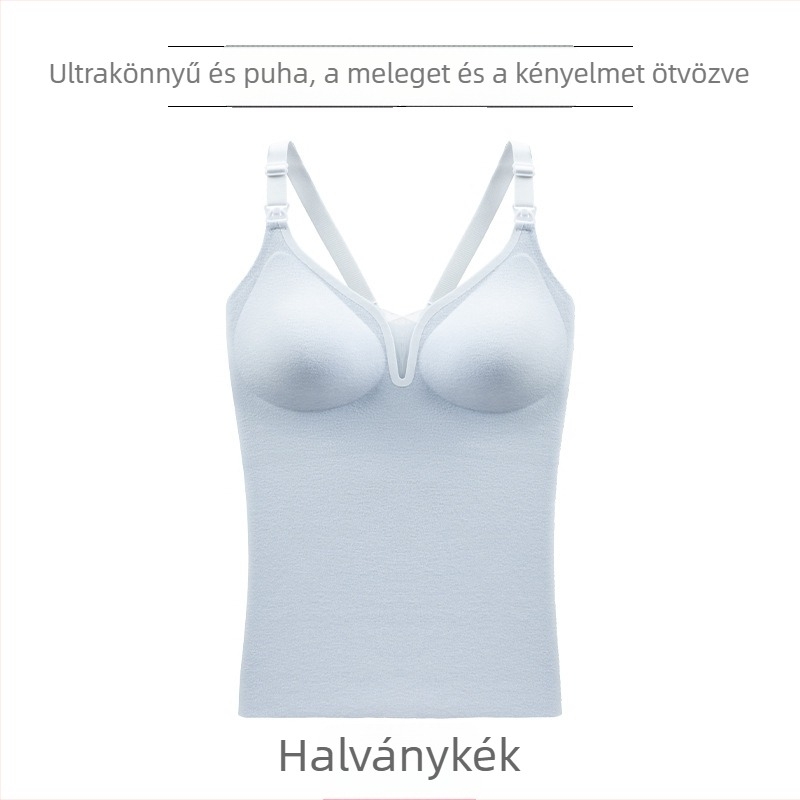 Meleg szoptatós felső őszi–téli szezonra fleece béléssel és párnázott kosarakkal, kismamáknak