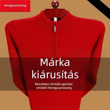 Férfi gyapjú pulóver cipzárral, laza szabás, hosszú ujjú, finom gyapjú 81–85%, vastag szövet, tél 2024