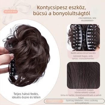 Paróka lófarokkal, klipses rögzítés, modell virágcsúcs gömb, magas hőmérsékletű huzal, mechanizmus, nőknek, nem festhető vagy göndöríthető
