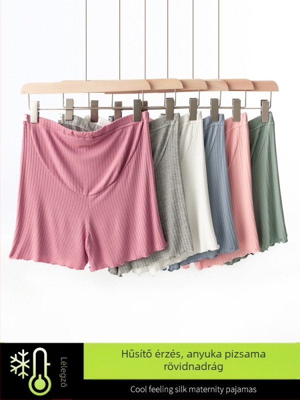 Kismama rövidnadrág nyárra, vékony Ice Silk anyag, lélegző, laza szabás, viszkóz/spandex