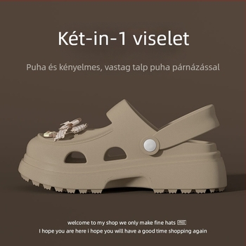 Női EVA perforált szandálok, körülbelül 8 cm vastag talppal, lélegzőek, növelik a magasságot, EVA felsőrész, injektált talp
