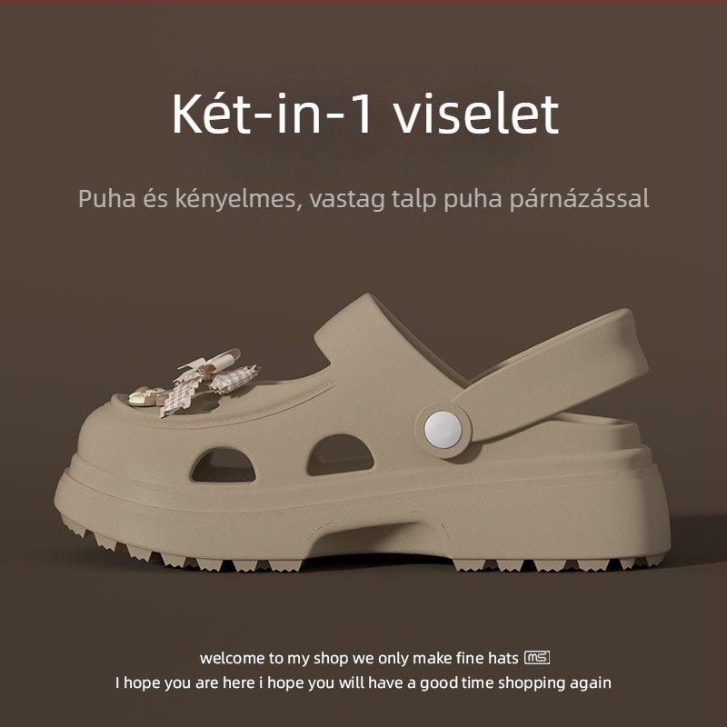 Női EVA perforált szandálok, körülbelül 8 cm vastag talppal, lélegzőek, növelik a magasságot, EVA felsőrész, injektált talp