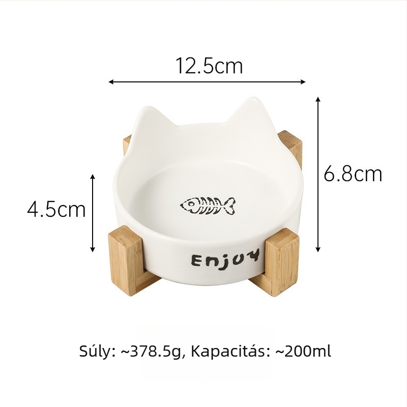 Kerámia macska étel- és ivó tál anti-tip dizájnnal, engedélyezett magánmárka