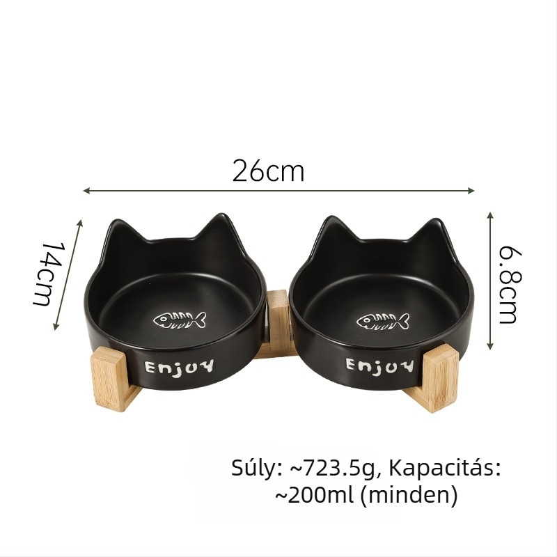 Kerámia macska étel- és ivó tál anti-tip dizájnnal, engedélyezett magánmárka