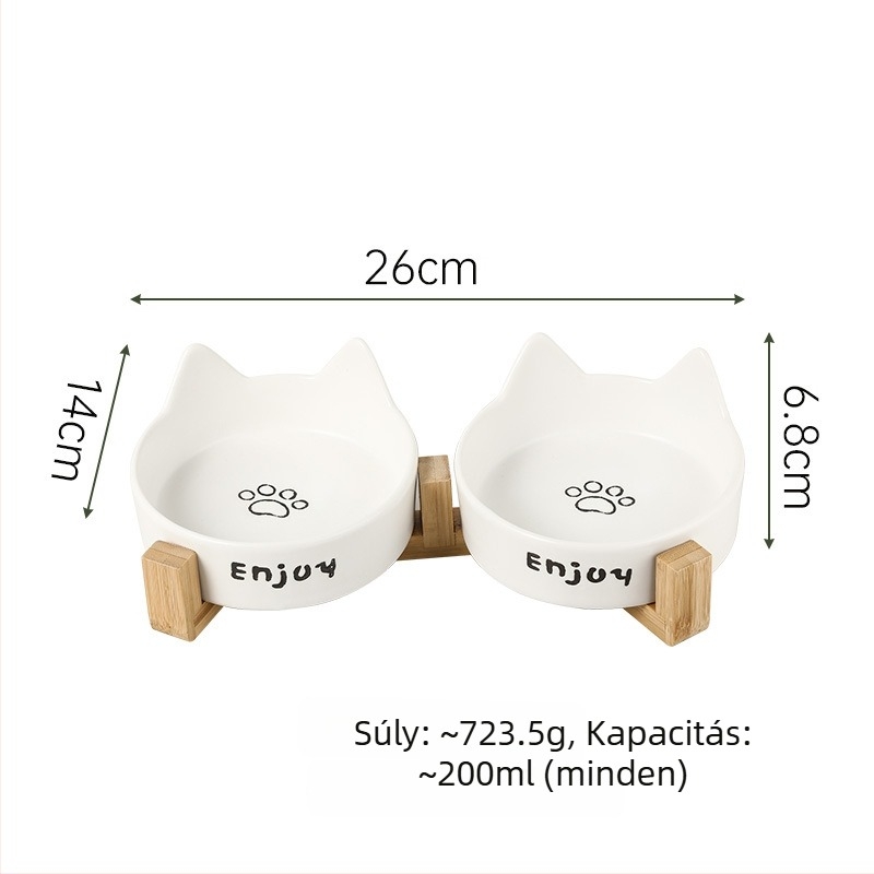Kerámia macska étel- és ivó tál anti-tip dizájnnal, engedélyezett magánmárka