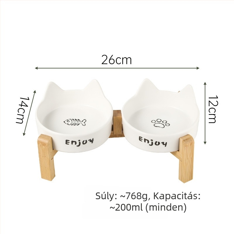 Kerámia macska étel- és ivó tál anti-tip dizájnnal, engedélyezett magánmárka