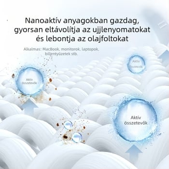Magas hatékonyságú képernyőtisztító készlet okostelefonhoz, számítógéphez és kameraobjektívhez poreltávolító kendőkkel