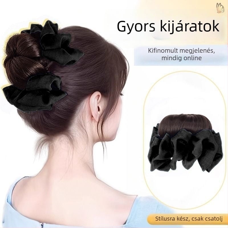 Női hajcsat Bowknot a magas copfhoz, styling eszköz, magas hőmérsékletű huzalból készült póthaj