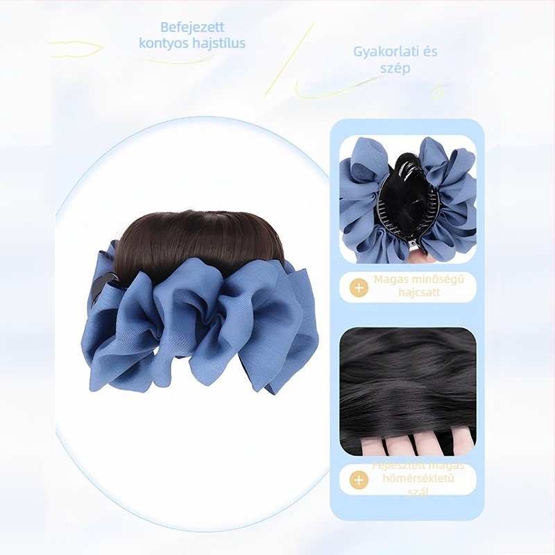 Női hajcsat Bowknot a magas copfhoz, styling eszköz, magas hőmérsékletű huzalból készült póthaj