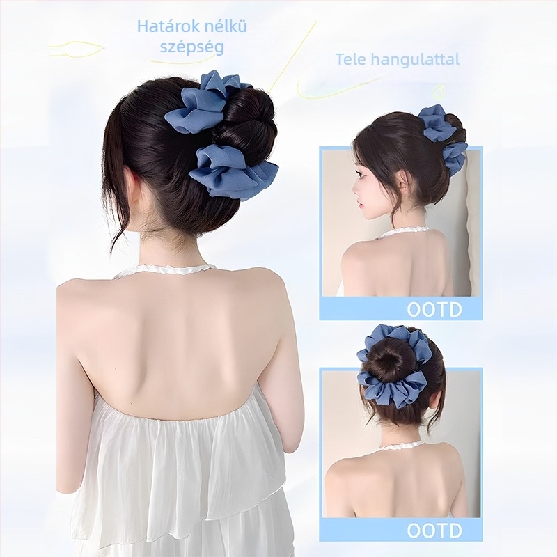 Női hajcsat Bowknot a magas copfhoz, styling eszköz, magas hőmérsékletű huzalból készült póthaj