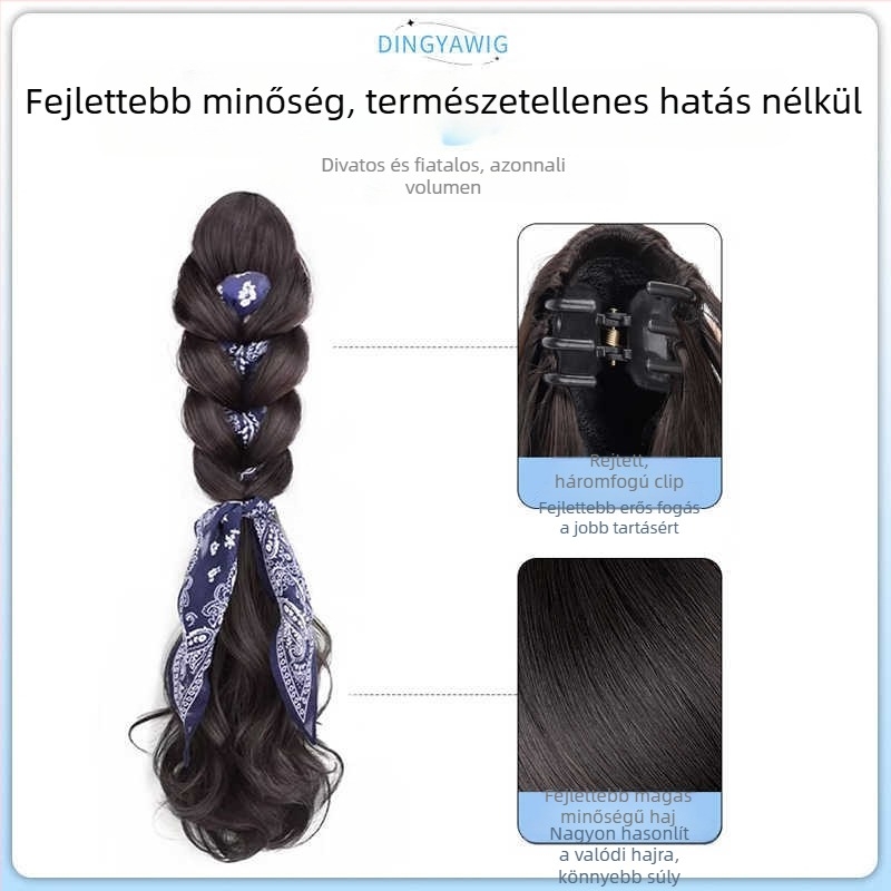 Lófarok paróka – francia szalag fonott lófarok, hőálló huzalból készült haj, márka Dingya (Szépség), nőknek, eredet Henan