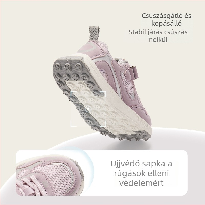 Lányoknak szóló gyerek sportcipő, légáteresztő, puha talpú, csúszásmentes, mindennapi futócipő
