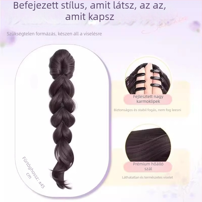 Paróka copfóval és fonatokkal – hosszú fonatok hercegnői stílusban, frufru, hőálló rost, nem festhető és nem perm, megfelel minden bőrtónushoz és arcvonalhoz