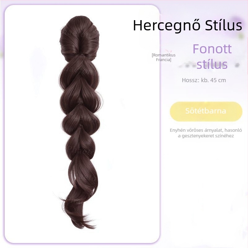 Paróka copfóval és fonatokkal – hosszú fonatok hercegnői stílusban, frufru, hőálló rost, nem festhető és nem perm, megfelel minden bőrtónushoz és arcvonalhoz