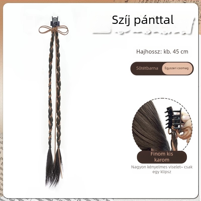 Bow copf paróka – hőálló rostokból készült hajcsomók, copf stílusú, nőknek