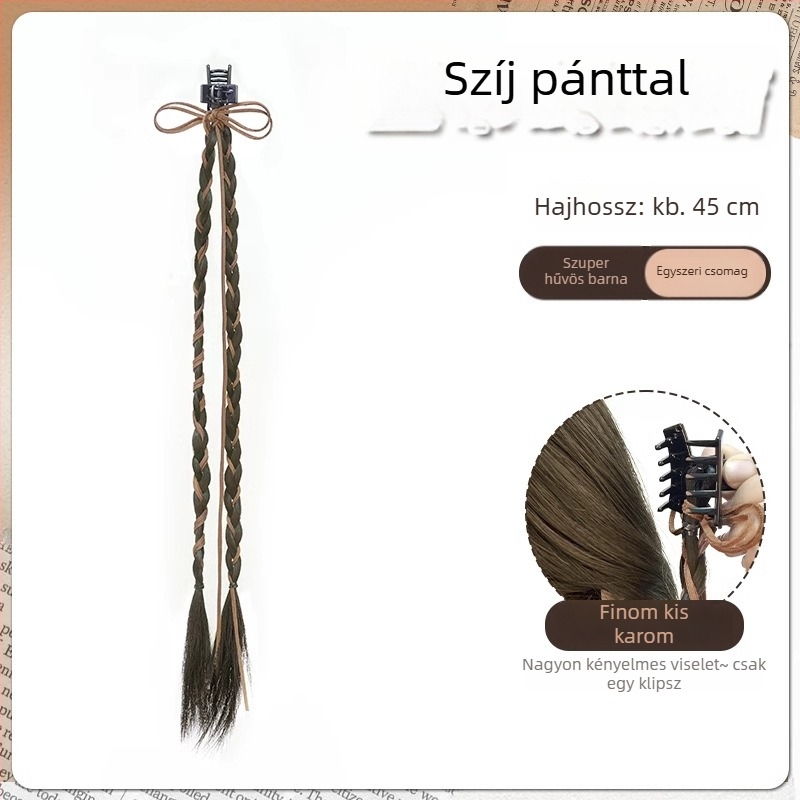 Bow copf paróka – hőálló rostokból készült hajcsomók, copf stílusú, nőknek