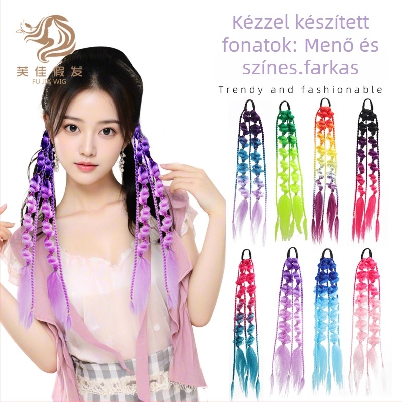 Fujia póthaj paróka Lantern Bubble Twist fonatokkal, hosszú, kézzel szőtt, magas hőmérsékletű drót, nem alkalmas forró festésre