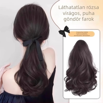 Női rövid lófarok paróka Körtevirág mintával, hőálló szálakkal, természetes megjelenés, nem festhető