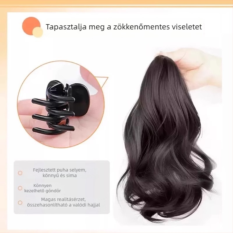 Női rövid lófarok paróka Körtevirág mintával, hőálló szálakkal, természetes megjelenés, nem festhető