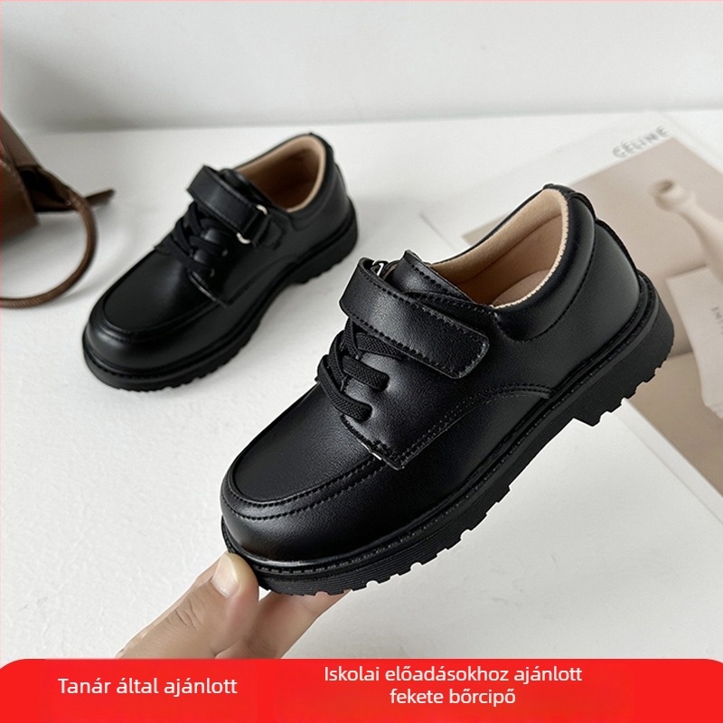 Fiúknak készült gyerekcipő, brit stílus, PU felsőrész, gumírozott talp, alacsony toppal, Velcro zár
