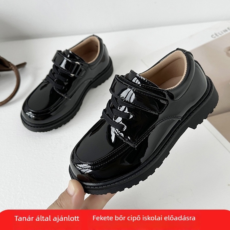 Fiúknak készült gyerekcipő, brit stílus, PU felsőrész, gumírozott talp, alacsony toppal, Velcro zár