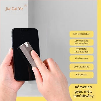 Hexagonális kialakítású telefon LCD-képernyő tisztító készlet, modell JCY-425, tömeg 58,5 g, integrált spray üveg és törlő tároló.