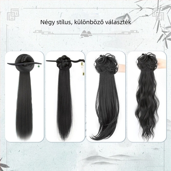 Kínai stílusú paróka, oldalsó fonott konty, hőálló rostból, perm- és festés kompatibilis, modell fj0100#