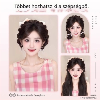 Női copfos paróka fonott konty, fejkendő-stílus, francia hercegnő, szövött kivitel, hőálló huzal, festhető vagy fésülhető
