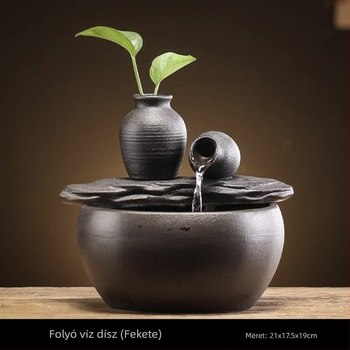 Asztali kerámiából készült vízfal dísz glazúrral – modern minimalist stílus, zen mini tájkép irodához és nappalijához